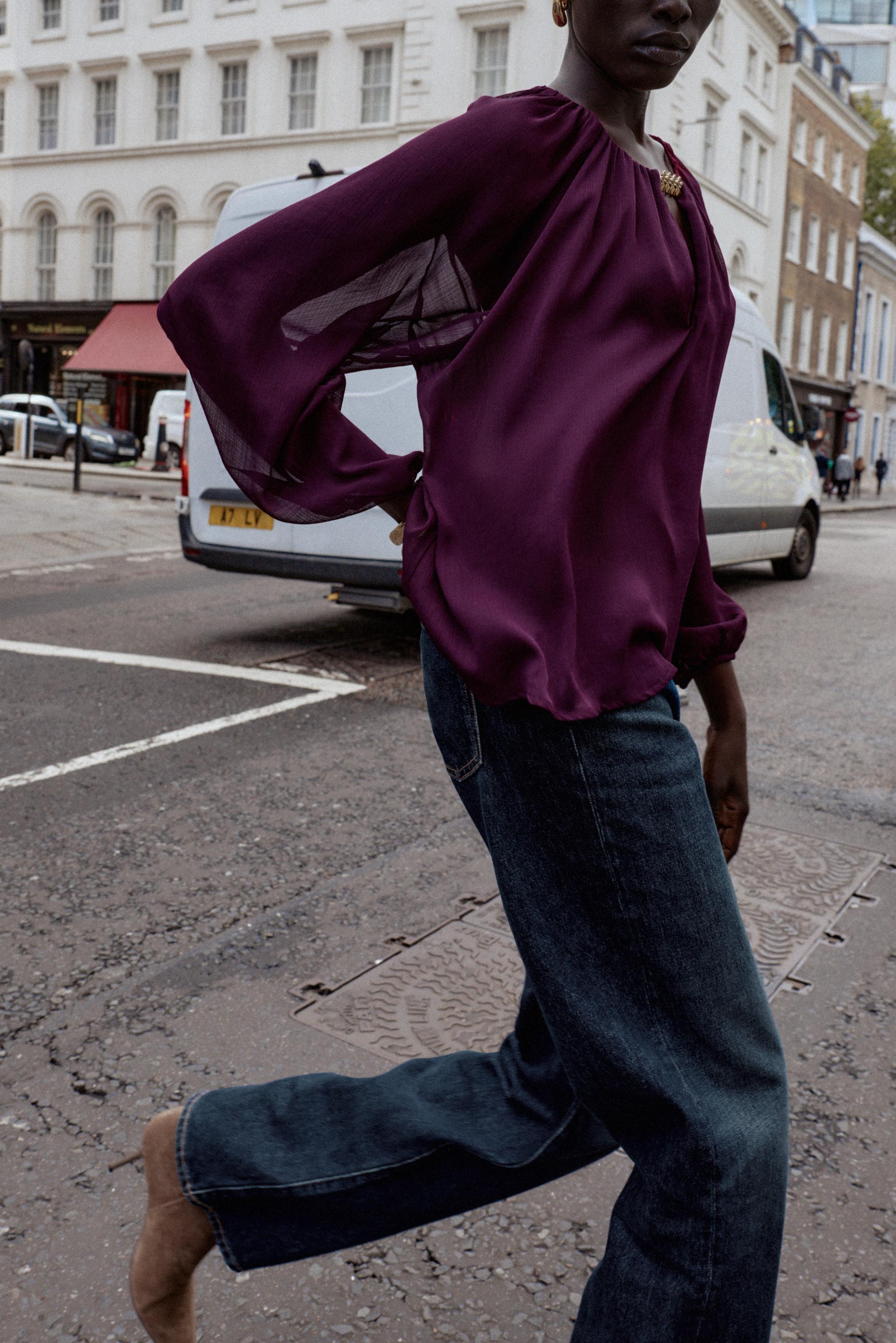 SEMI-SHEER HARDWARE BLOUSE